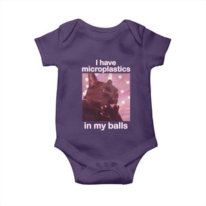 Funny Cat Meme Baby Onesie I Have Microplastics In My Balls Dank Meme TS10 Purple Print Your Wear