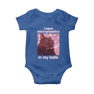 Funny Cat Meme Baby Onesie I Have Microplastics In My Balls Dank Meme TS10 Royal Blue Print Your Wear