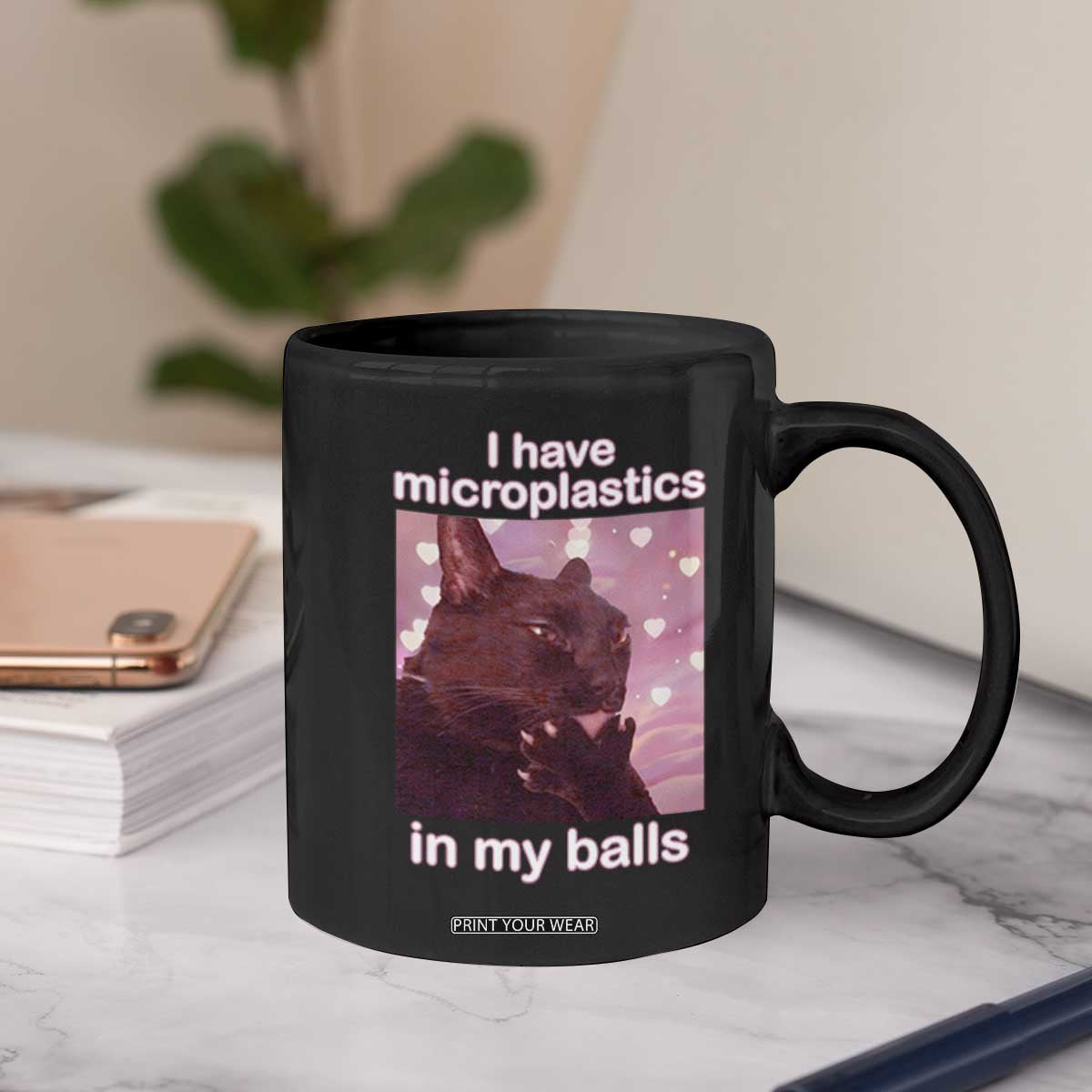 Funny Cat Meme Coffee Mug I Have Microplastics In My Balls Dank Meme TS10 Print Your Wear