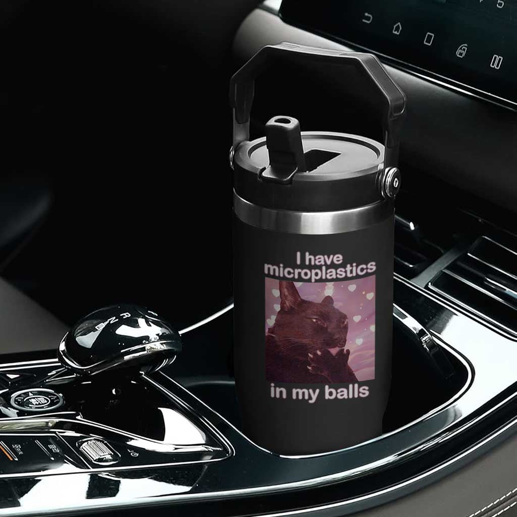 Funny Cat Meme Flip Straw Tumbler I Have Microplastics In My Balls Dank Meme TS10 Print Your Wear