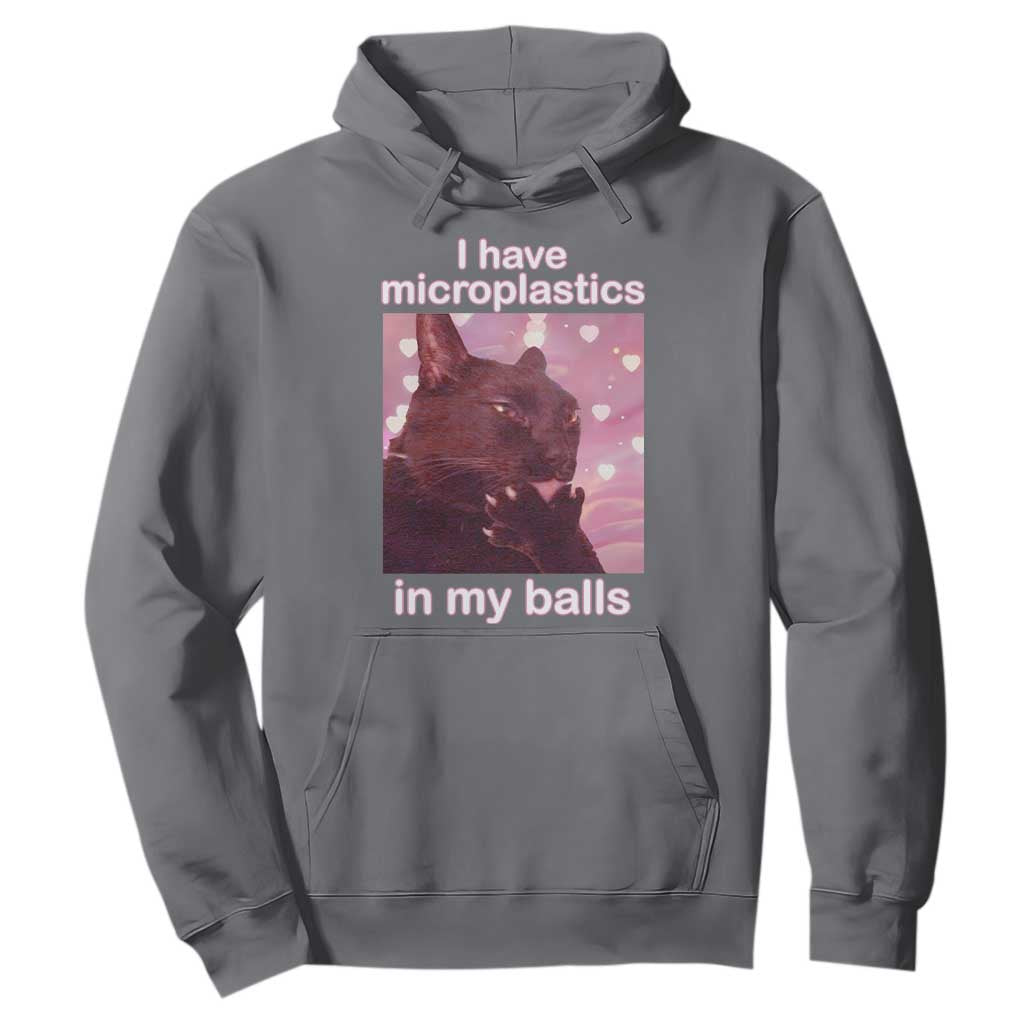 Funny Cat Meme Hoodie I Have Microplastics In My Balls Dank Meme TS10 Charcoal Print Your Wear