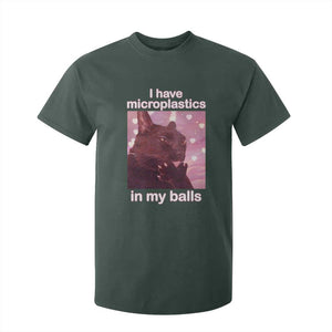 Funny Cat Meme T Shirt For Kid I Have Microplastics In My Balls Dank Meme TS10 Dark Forest Green Print Your Wear