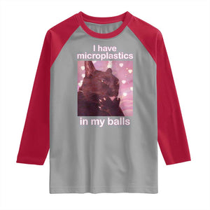 Funny Cat Meme Raglan Shirt I Have Microplastics In My Balls Dank Meme TS10 Sport Gray Red Print Your Wear
