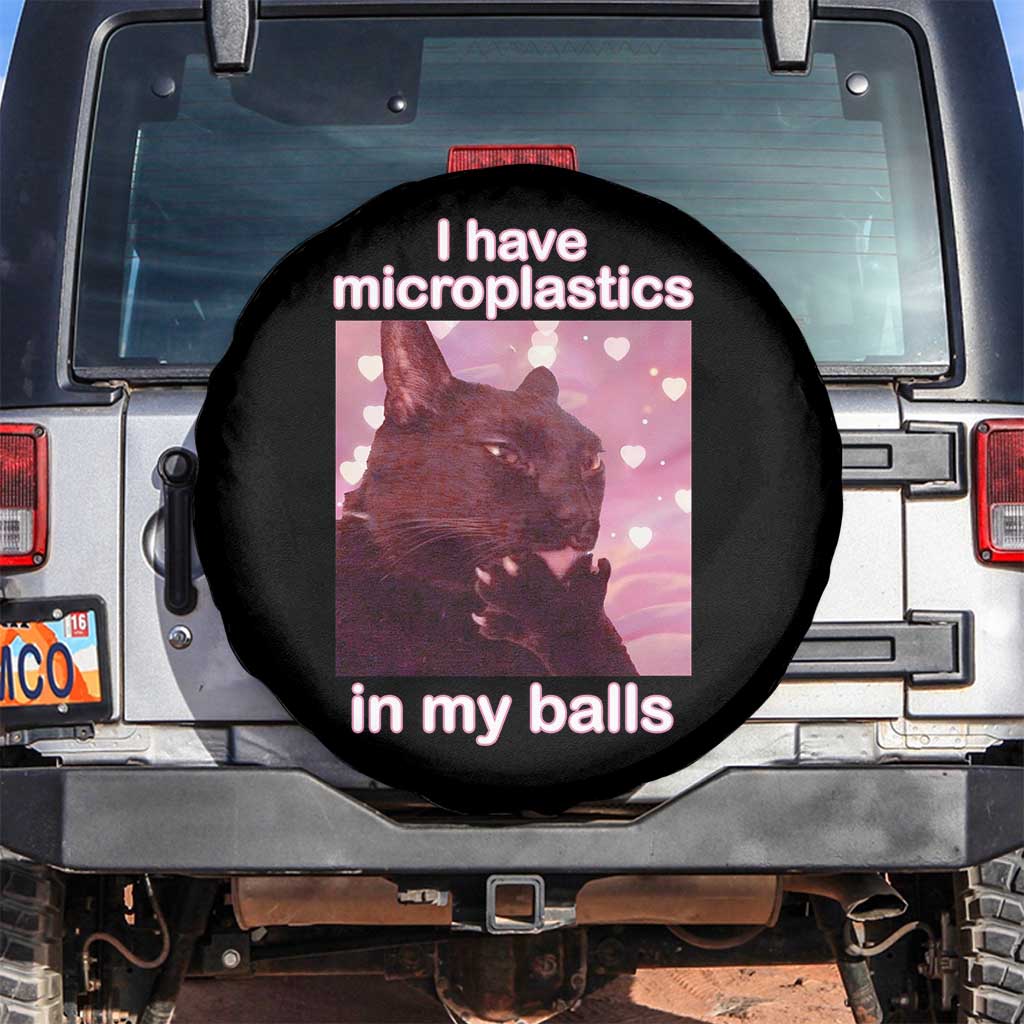 Funny Cat Meme Spare Tire Cover I Have Microplastics In My Balls Dank Meme TS10 No hole Black Print Your Wear
