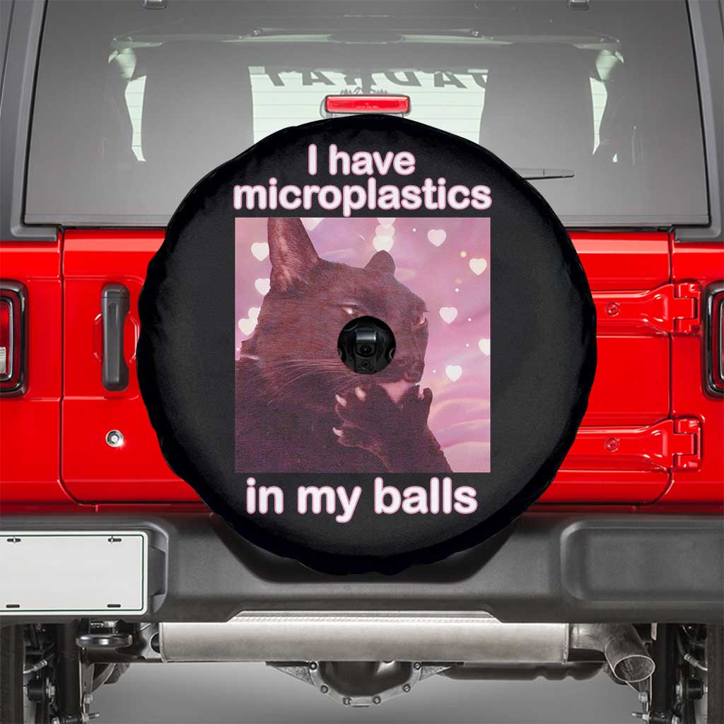 Funny Cat Meme Spare Tire Cover I Have Microplastics In My Balls Dank Meme TS10 Black Print Your Wear