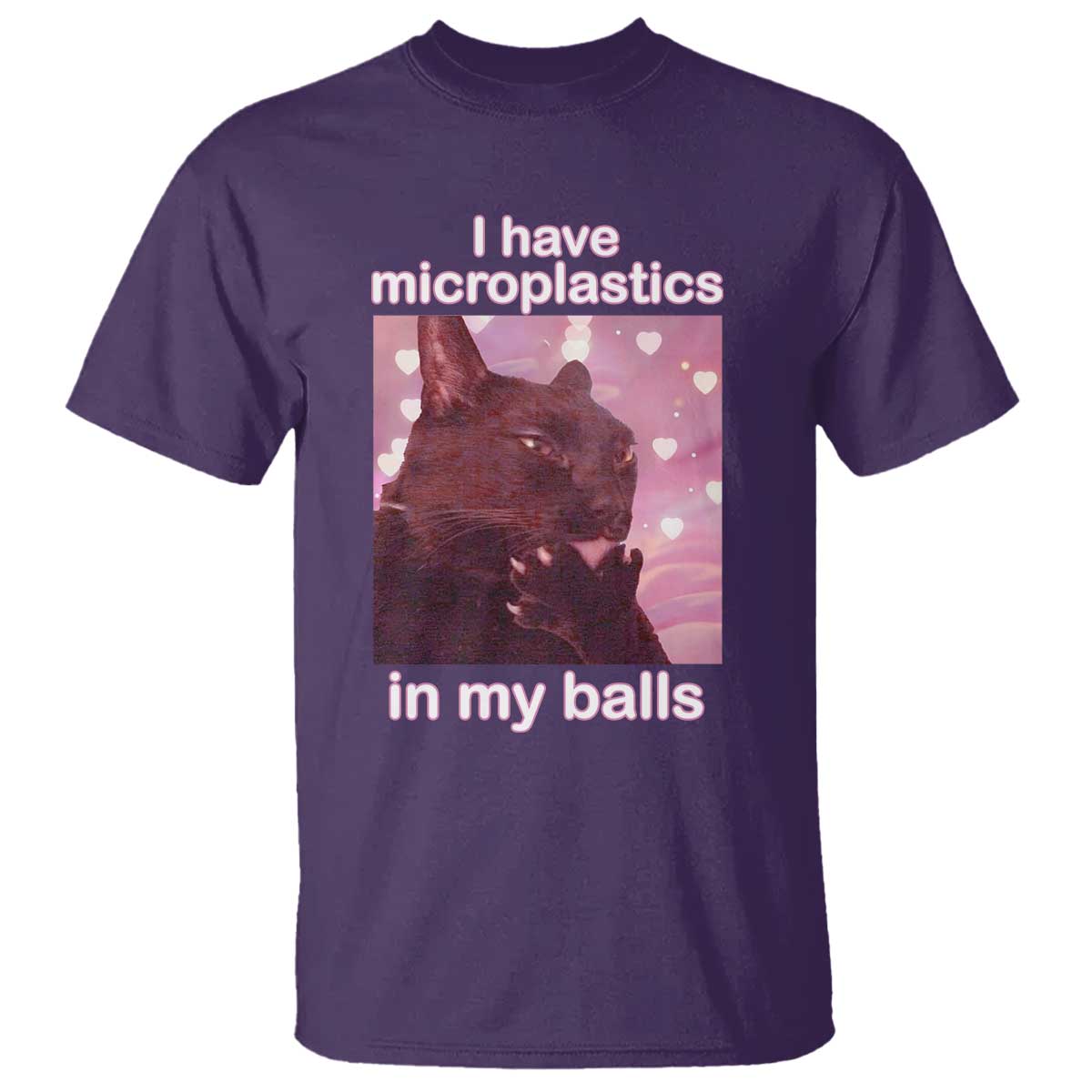 Funny Cat Meme T Shirt I Have Microplastics In My Balls Dank Meme TS10 Purple Print Your Wear