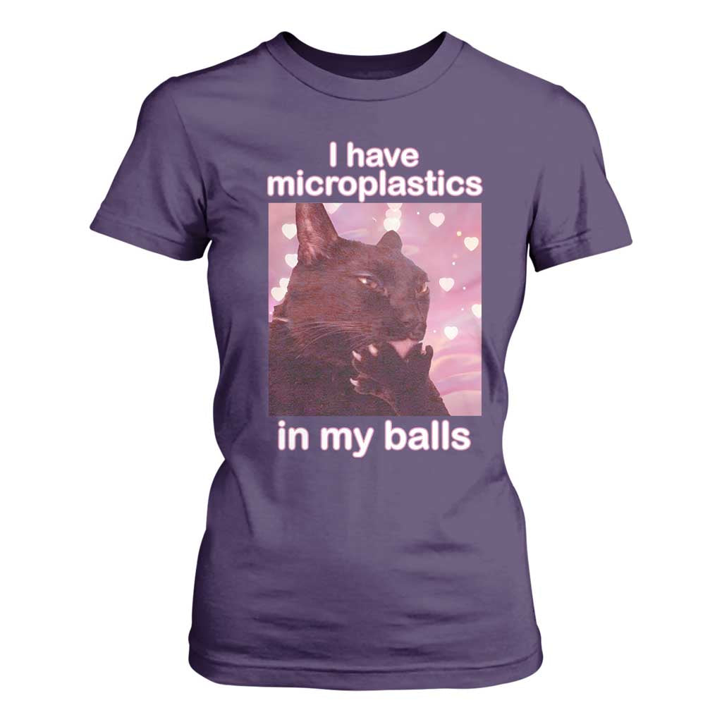 Funny Cat Meme T Shirt For Women I Have Microplastics In My Balls Dank Meme TS10 Purple Print Your Wear