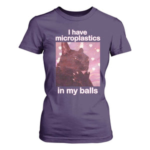 Funny Cat Meme T Shirt For Women I Have Microplastics In My Balls Dank Meme TS10 Purple Print Your Wear