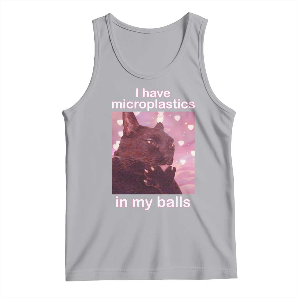 Funny Cat Meme Tank Top I Have Microplastics In My Balls Dank Meme TS10 Athletic Heather Print Your Wear