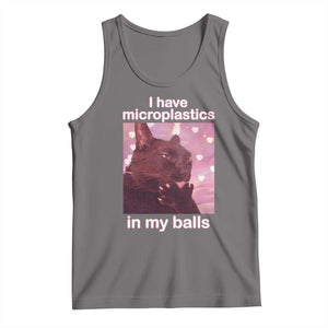 Funny Cat Meme Tank Top I Have Microplastics In My Balls Dank Meme TS10 Deep Heather Print Your Wear