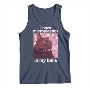 Funny Cat Meme Tank Top I Have Microplastics In My Balls Dank Meme TS10 Navy Print Your Wear