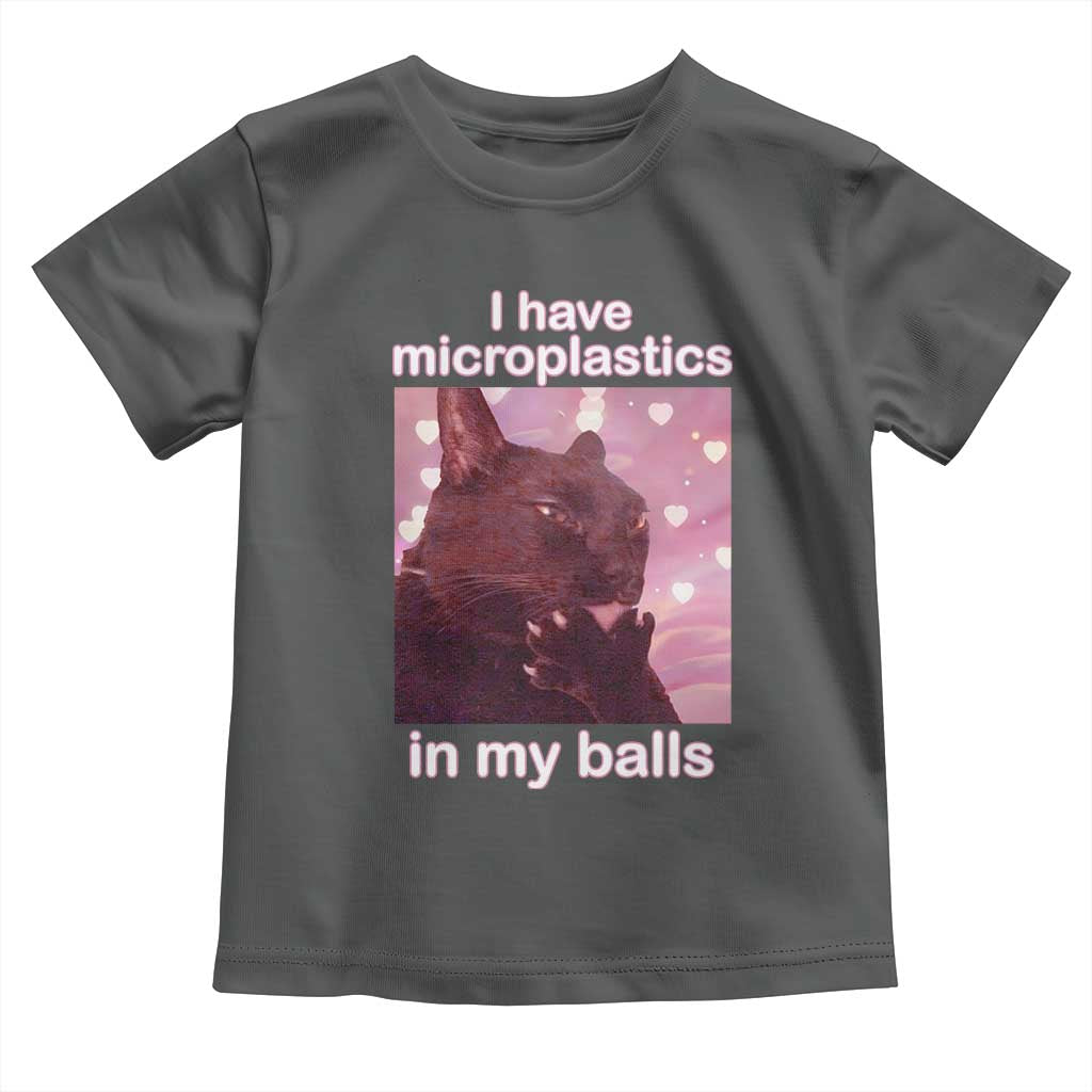 Funny Cat Meme Toddler T Shirt I Have Microplastics In My Balls Dank Meme TS10 Dark Heather Print Your Wear