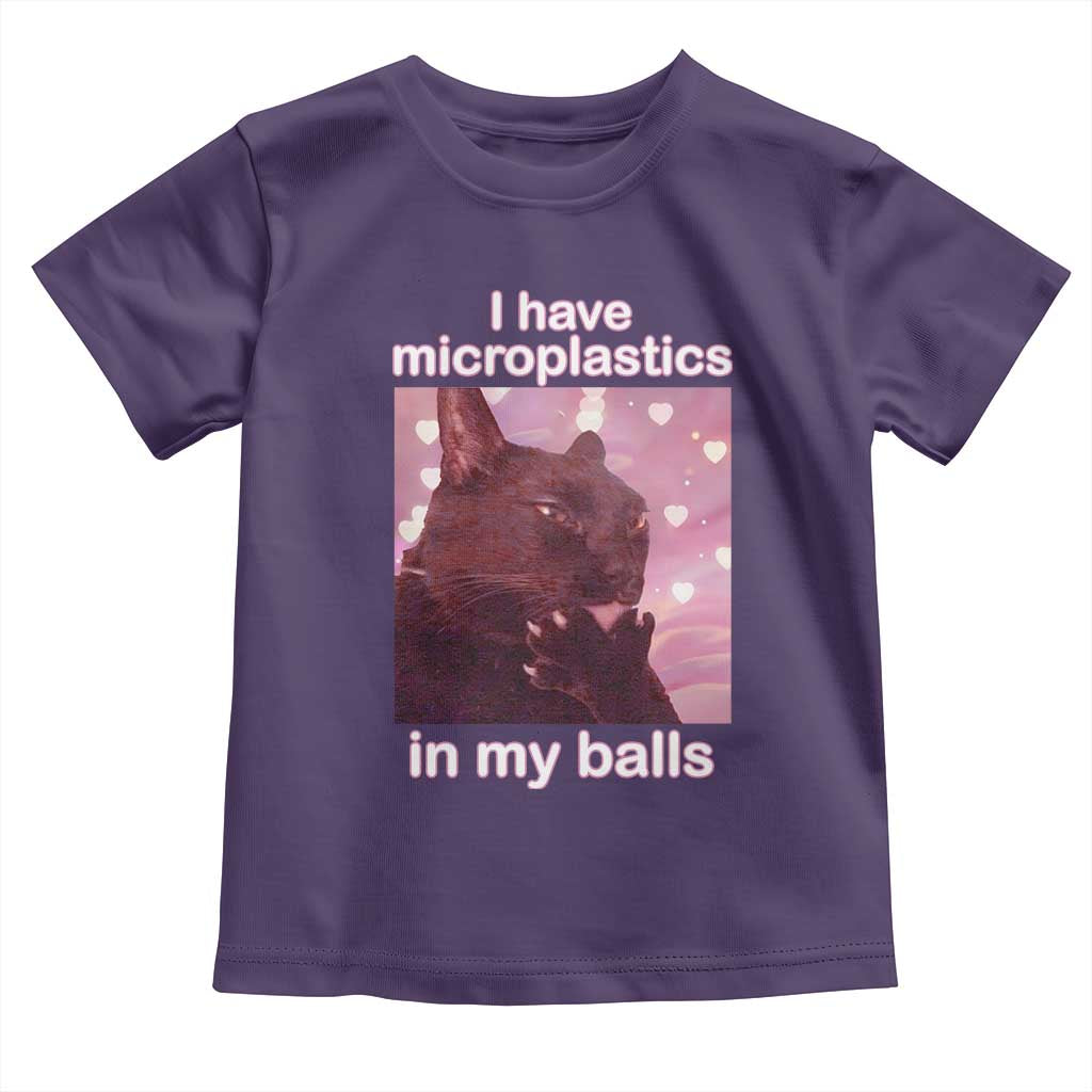 Funny Cat Meme Toddler T Shirt I Have Microplastics In My Balls Dank Meme TS10 Purple Print Your Wear