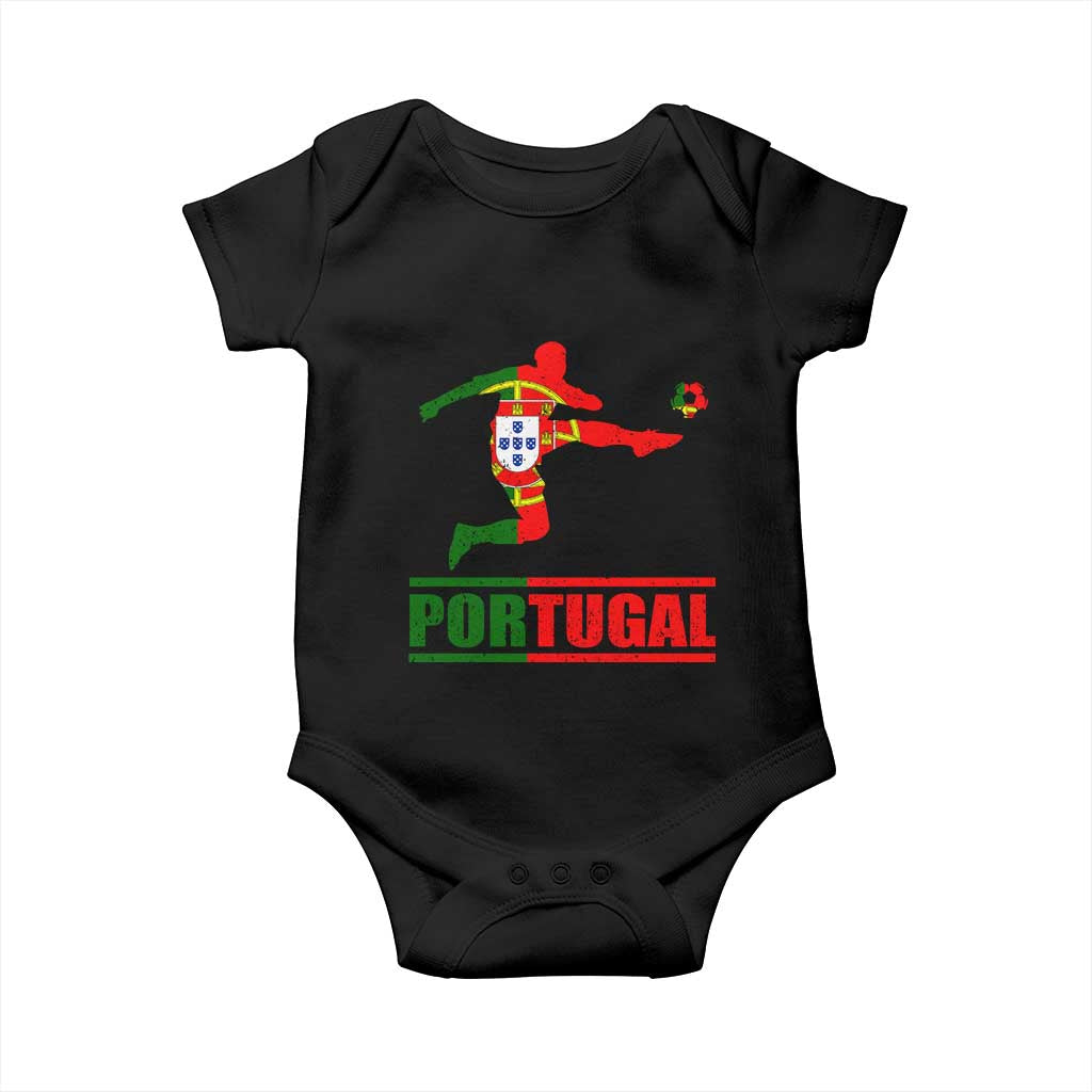 Portugal Soccer Baby Onesie Portuguese Flag Futebol Football Player TS10 Black Print Your Wear