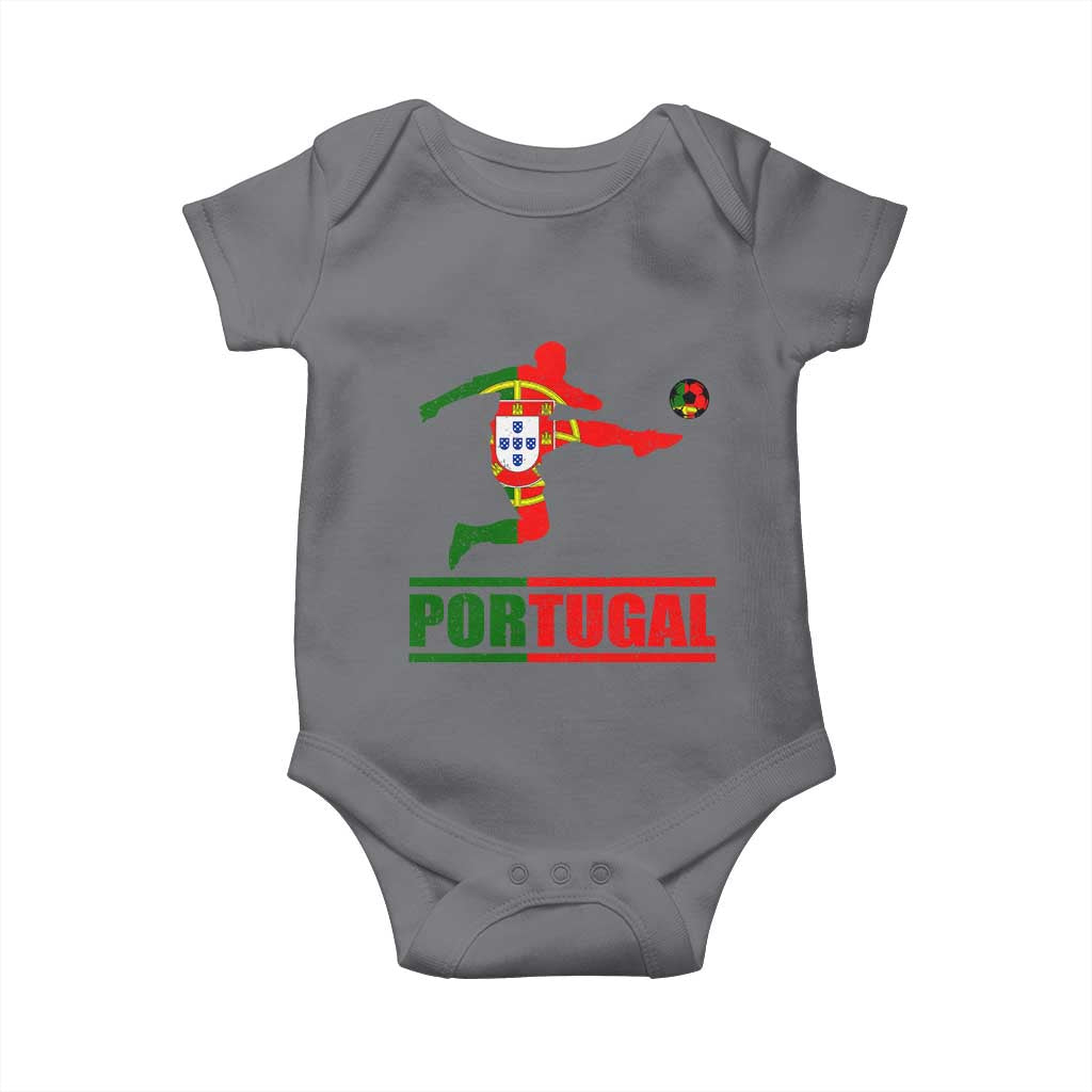 Portugal Soccer Baby Onesie Portuguese Flag Futebol Football Player TS10 Charcoal Print Your Wear