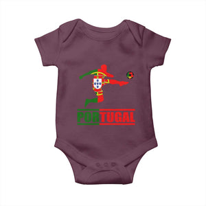 Portugal Soccer Baby Onesie Portuguese Flag Futebol Football Player TS10 Maroon Print Your Wear