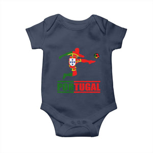 Portugal Soccer Baby Onesie Portuguese Flag Futebol Football Player TS10 Navy Print Your Wear