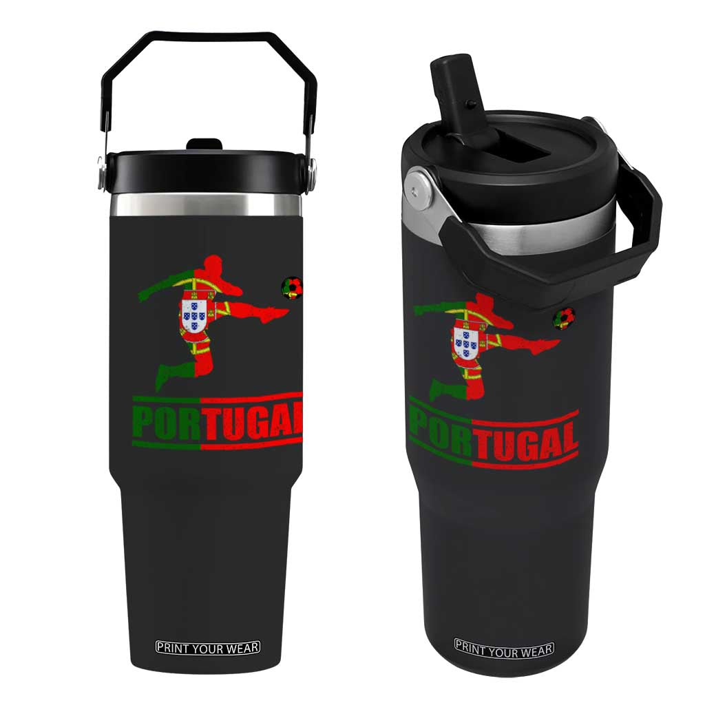 Portugal Soccer Flip Straw Tumbler Portuguese Flag Futebol Football Player TS10 One Size: 30 oz Black Print Your Wear