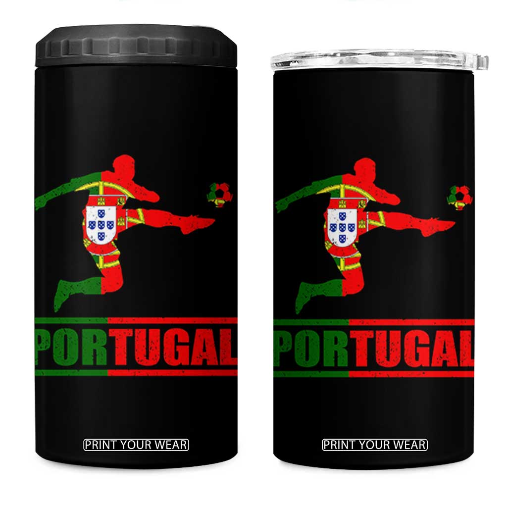 Portugal Soccer 4 in 1 Can Cooler Tumbler Portuguese Flag Futebol Football Player TS10 One Size: 16 oz Black Print Your Wear