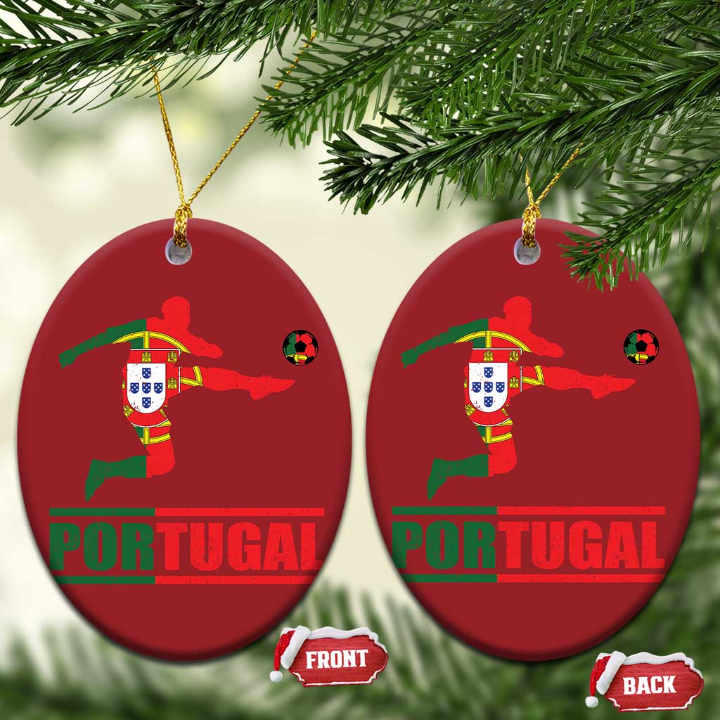 Portugal Soccer Christmas Ornament Portuguese Flag Futebol Football Player TS10 Oval Red Print Your Wear