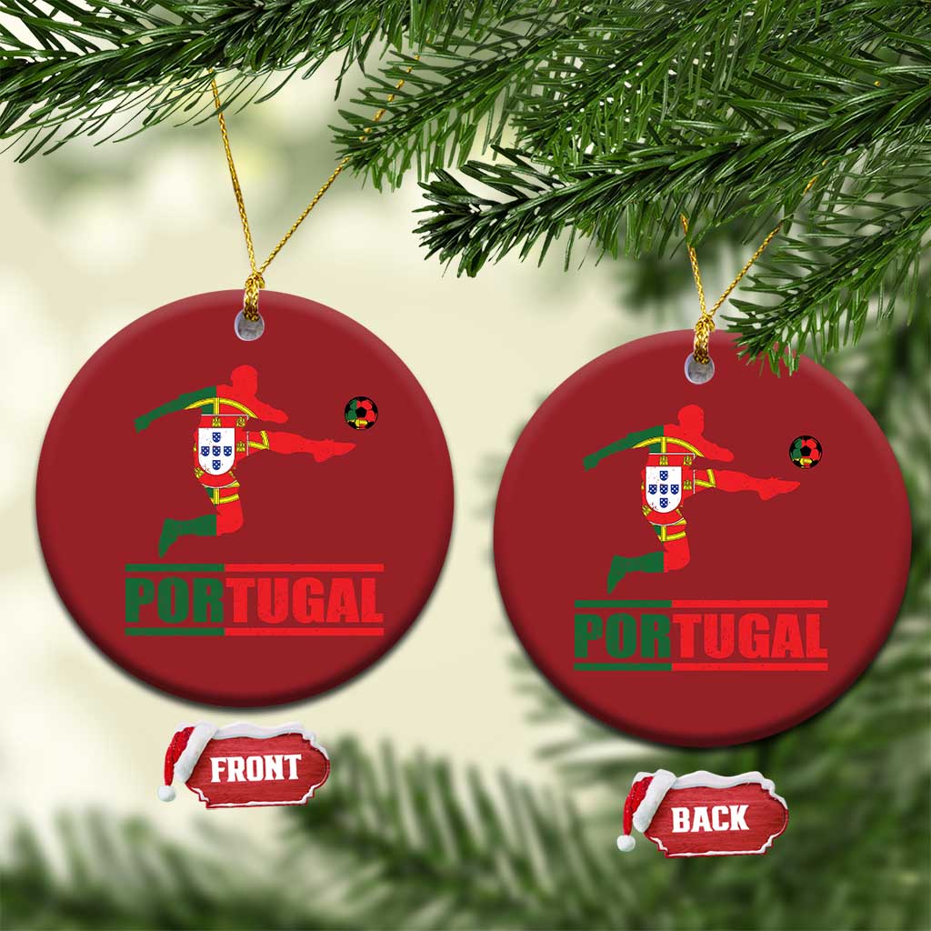 Portugal Soccer Christmas Ornament Portuguese Flag Futebol Football Player TS10 Circle Red Print Your Wear