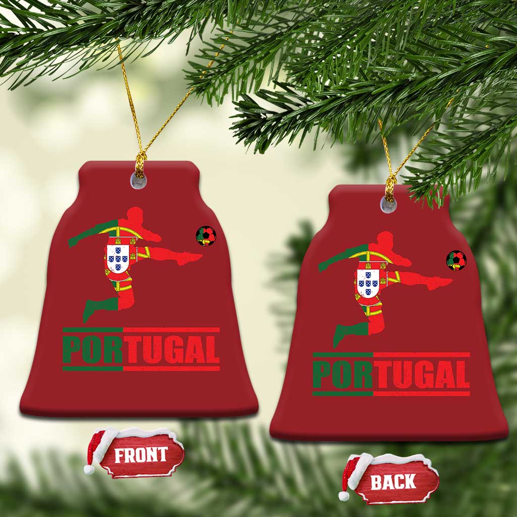 Portugal Soccer Christmas Ornament Portuguese Flag Futebol Football Player TS10 Bell Flake Red Print Your Wear