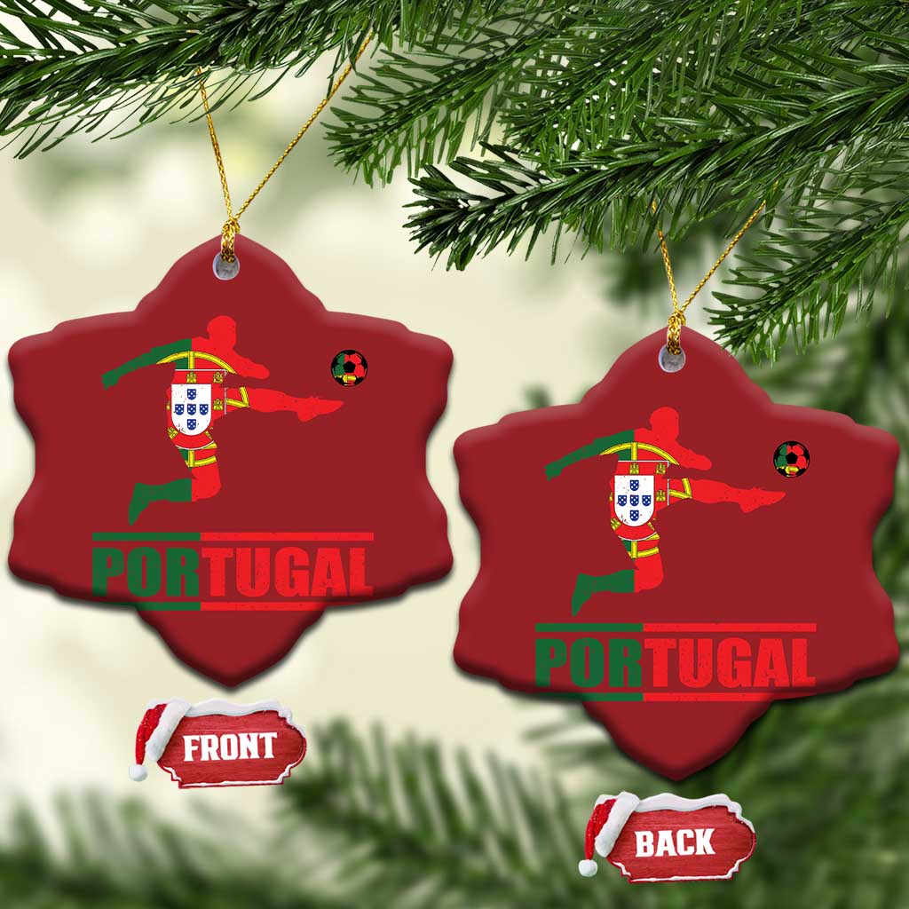 Portugal Soccer Christmas Ornament Portuguese Flag Futebol Football Player TS10 Snow Flake Red Print Your Wear