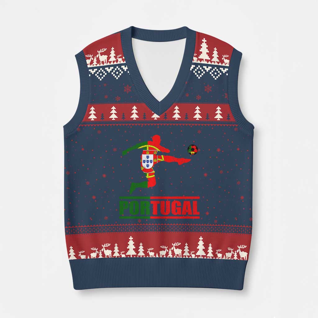 Portugal Soccer V-Neck Knit Sweater Vest Portuguese Flag Futebol Football Player TS10 Navy Red Print Your Wear
