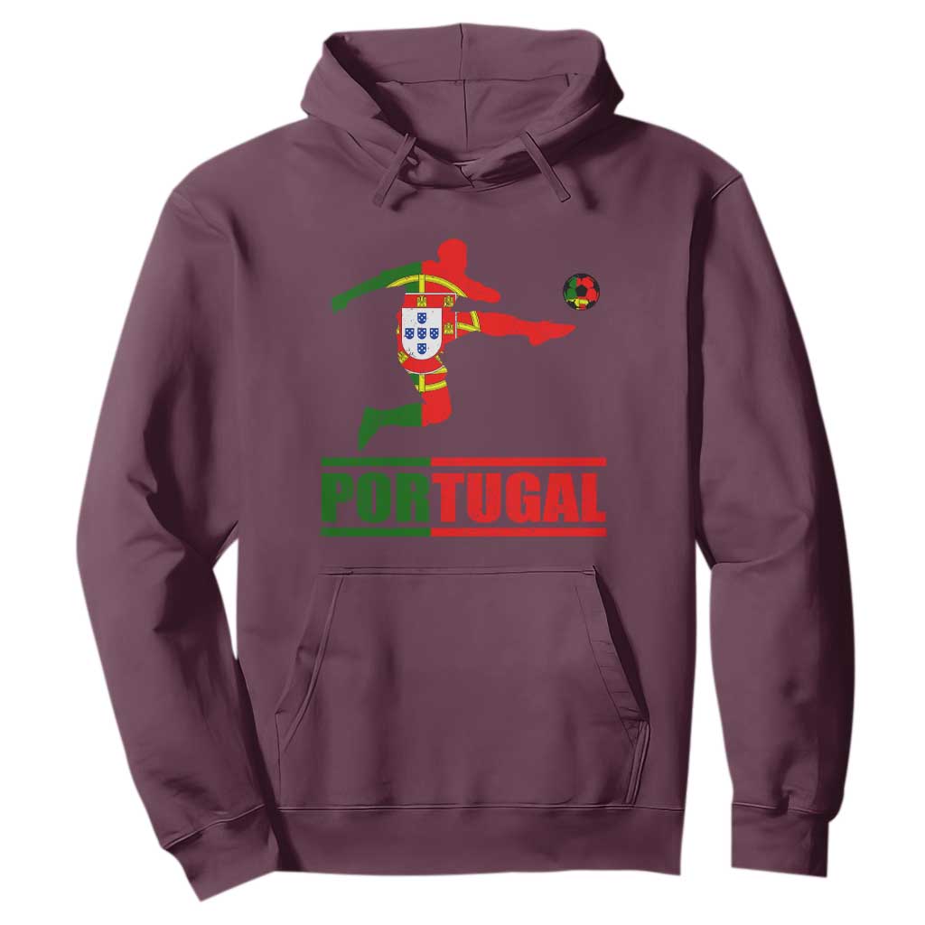 Portugal Soccer Hoodie Portuguese Flag Futebol Football Player TS10 Maroon Print Your Wear