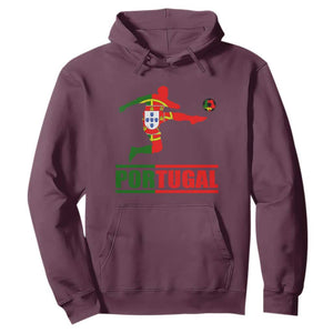 Portugal Soccer Hoodie Portuguese Flag Futebol Football Player TS10 Maroon Print Your Wear
