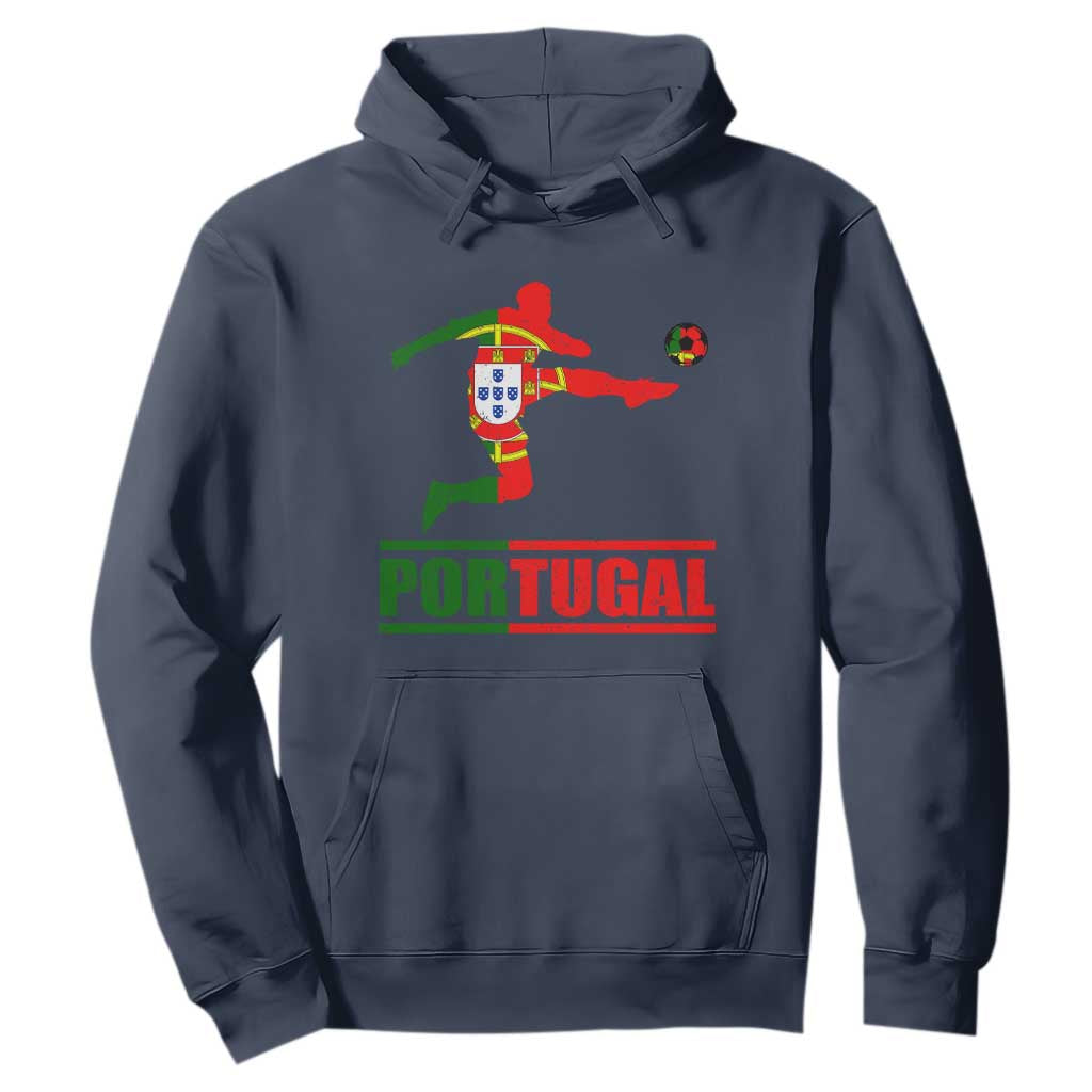 Portugal Soccer Hoodie Portuguese Flag Futebol Football Player TS10 Navy Print Your Wear