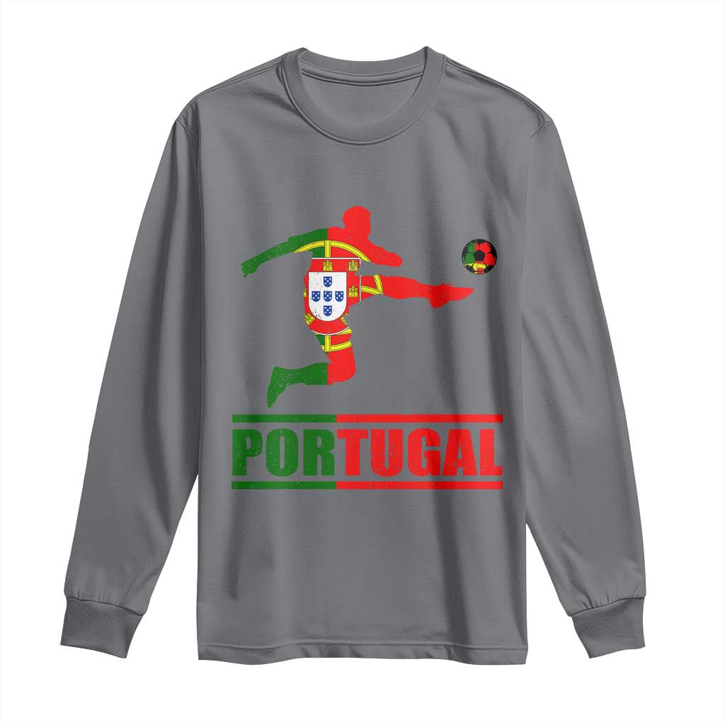 Portugal Soccer Long Sleeve Shirt Portuguese Flag Futebol Football Player TS10 Charcoal Print Your Wear
