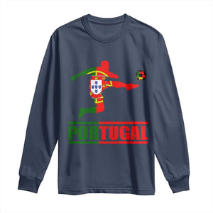 Portugal Soccer Long Sleeve Shirt Portuguese Flag Futebol Football Player TS10 Navy Print Your Wear