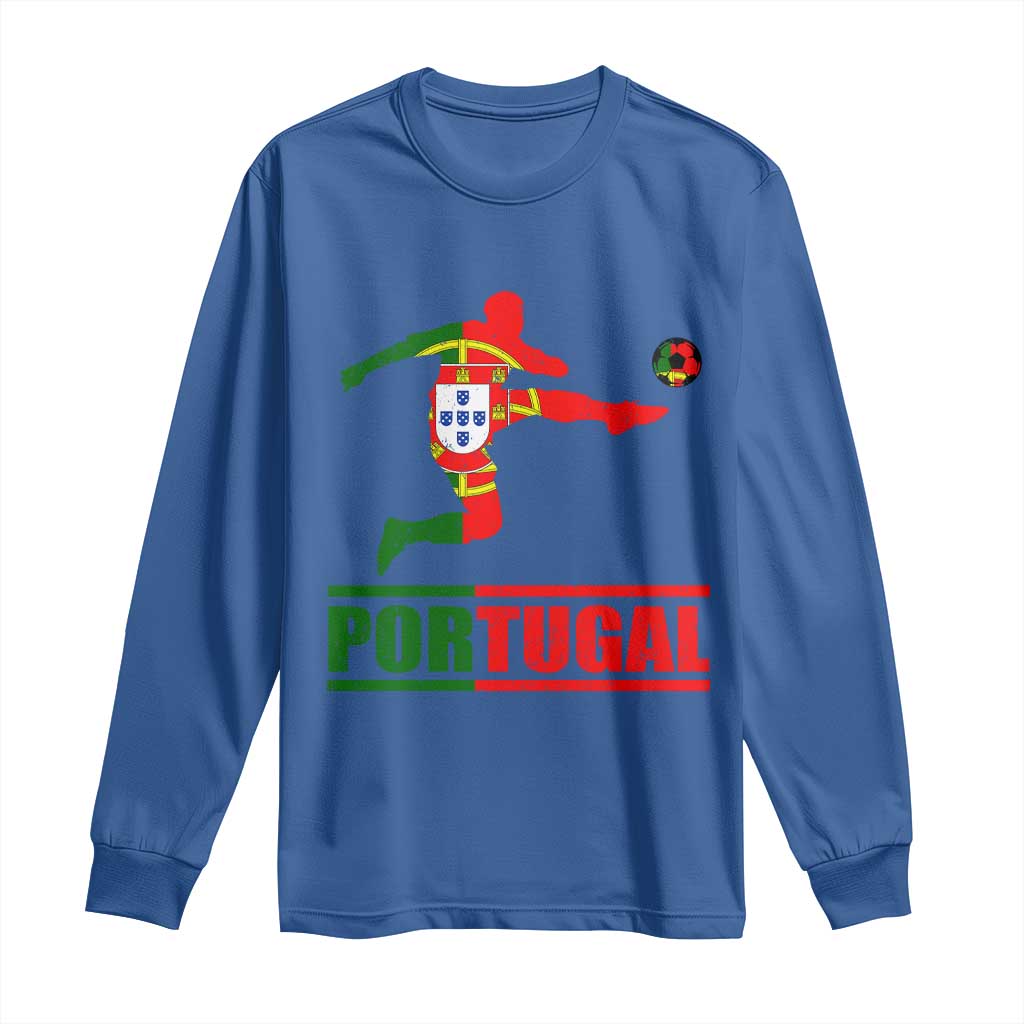 Portugal Soccer Long Sleeve Shirt Portuguese Flag Futebol Football Player TS10 Royal Blue Print Your Wear