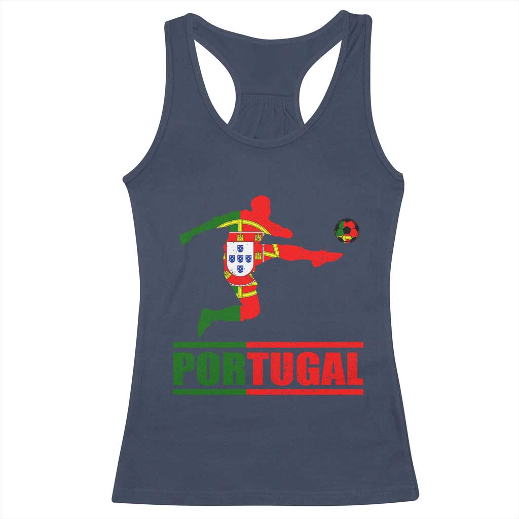 Portugal Soccer Racerback Tank Top Portuguese Flag Futebol Football Player TS10 Navy Print Your Wear