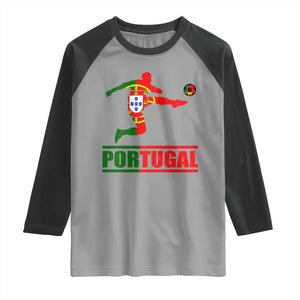 Portugal Soccer Raglan Shirt Portuguese Flag Futebol Football Player TS10 Sport Gray Black Print Your Wear