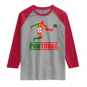 Portugal Soccer Raglan Shirt Portuguese Flag Futebol Football Player TS10 Sport Gray Red Print Your Wear