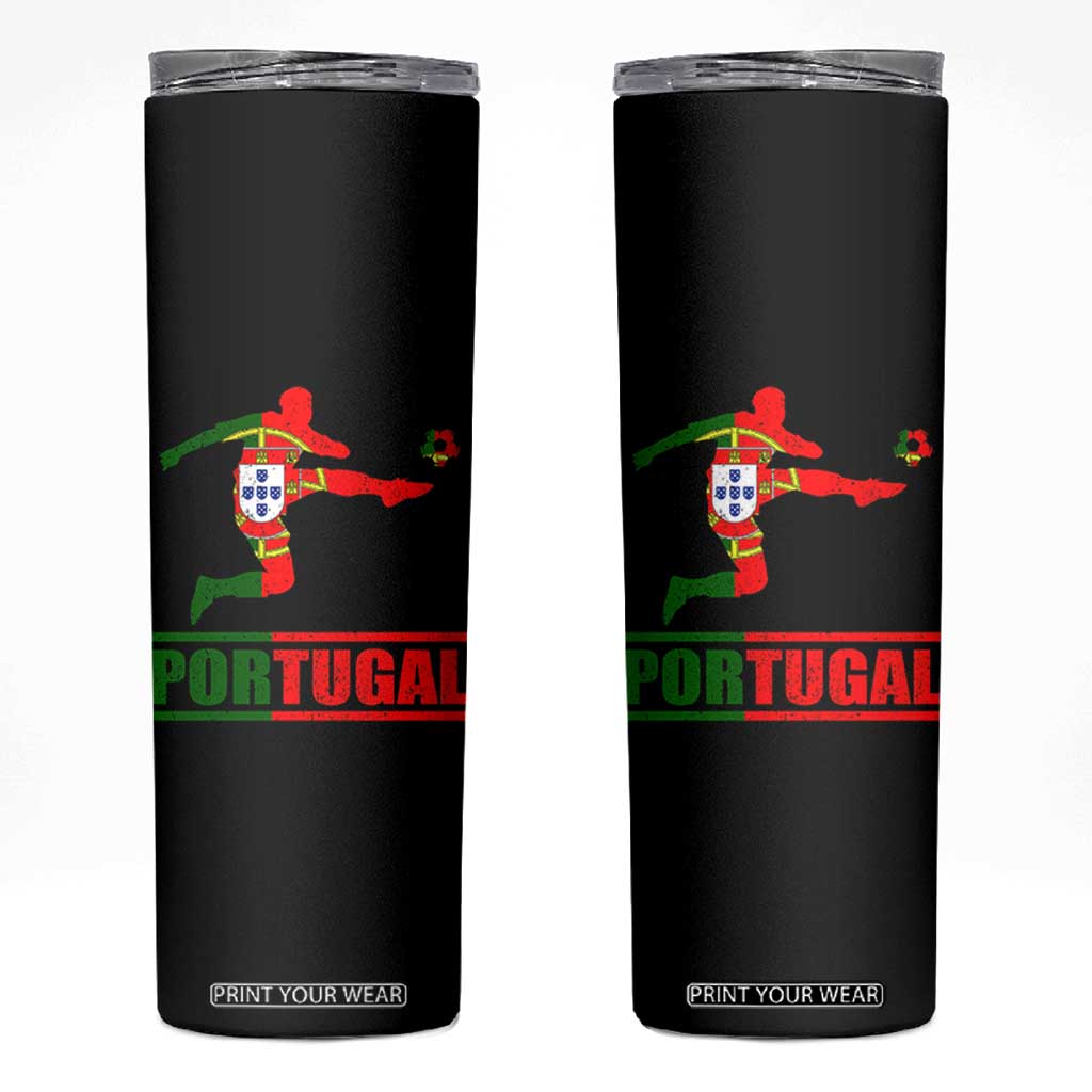 Portugal Soccer Skinny Tumbler Portuguese Flag Futebol Football Player TS10 Black Print Your Wear