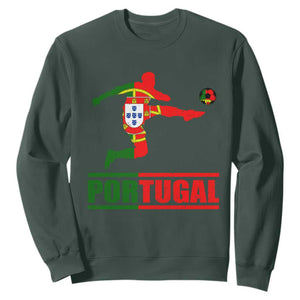 Portugal Soccer Sweatshirt Portuguese Flag Futebol Football Player TS10 Dark Forest Green Print Your Wear