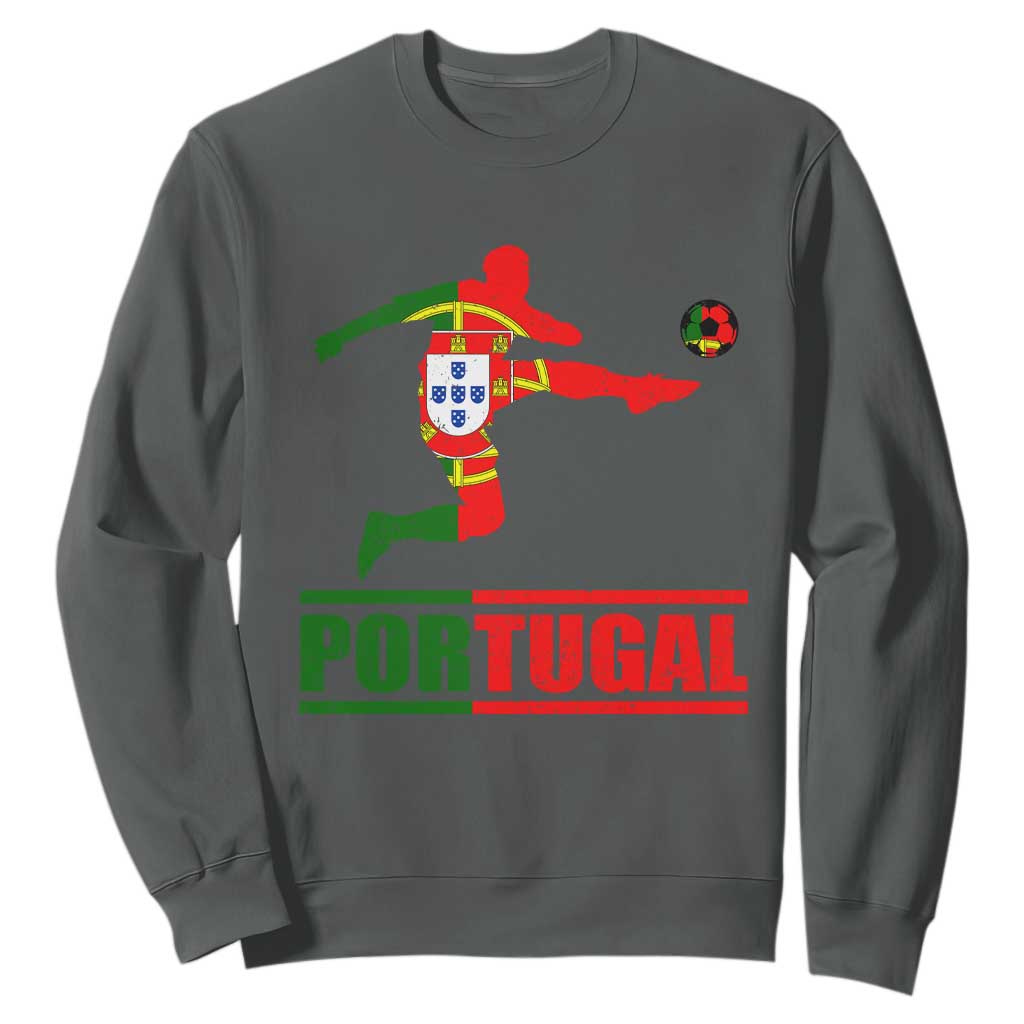 Portugal Soccer Sweatshirt Portuguese Flag Futebol Football Player TS10 Dark Heather Print Your Wear