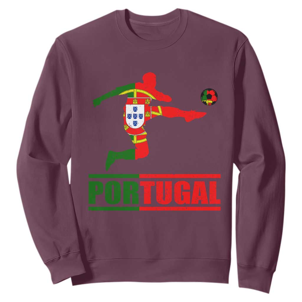 Portugal Soccer Sweatshirt Portuguese Flag Futebol Football Player TS10 Maroon Print Your Wear