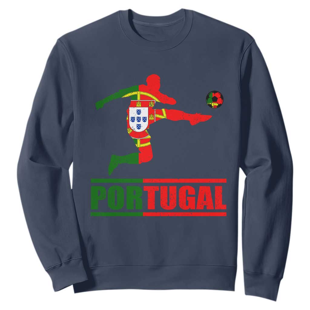 Portugal Soccer Sweatshirt Portuguese Flag Futebol Football Player TS10 Navy Print Your Wear