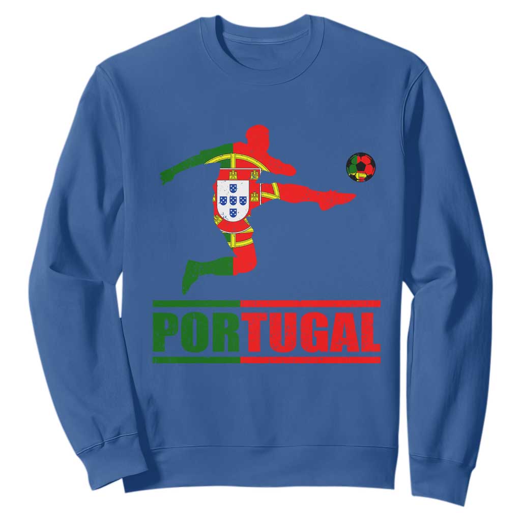 Portugal Soccer Sweatshirt Portuguese Flag Futebol Football Player TS10 Royal Blue Print Your Wear