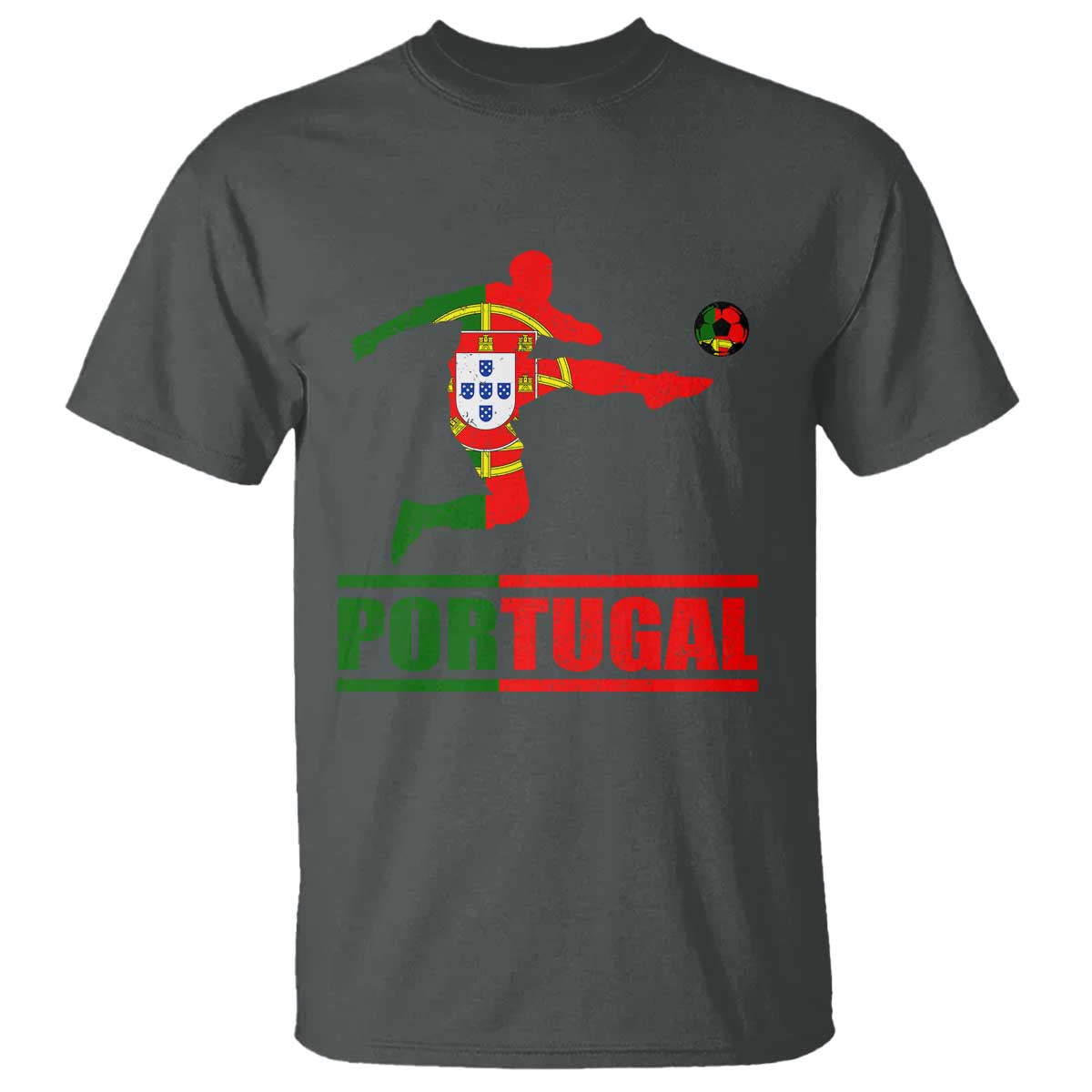 Portugal Soccer T Shirt Portuguese Flag Futebol Football Player TS10 Dark Heather Print Your Wear