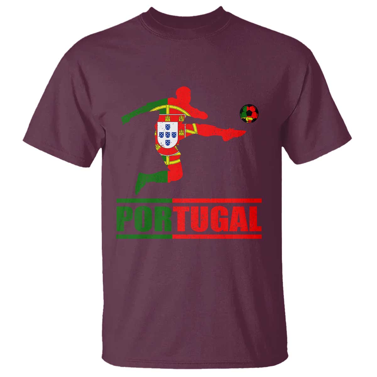 Portugal Soccer T Shirt Portuguese Flag Futebol Football Player TS10 Maroon Print Your Wear