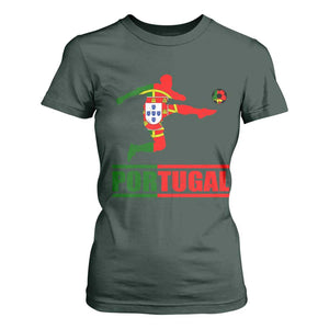 Portugal Soccer T Shirt For Women Portuguese Flag Futebol Football Player TS10 Dark Forest Green Print Your Wear