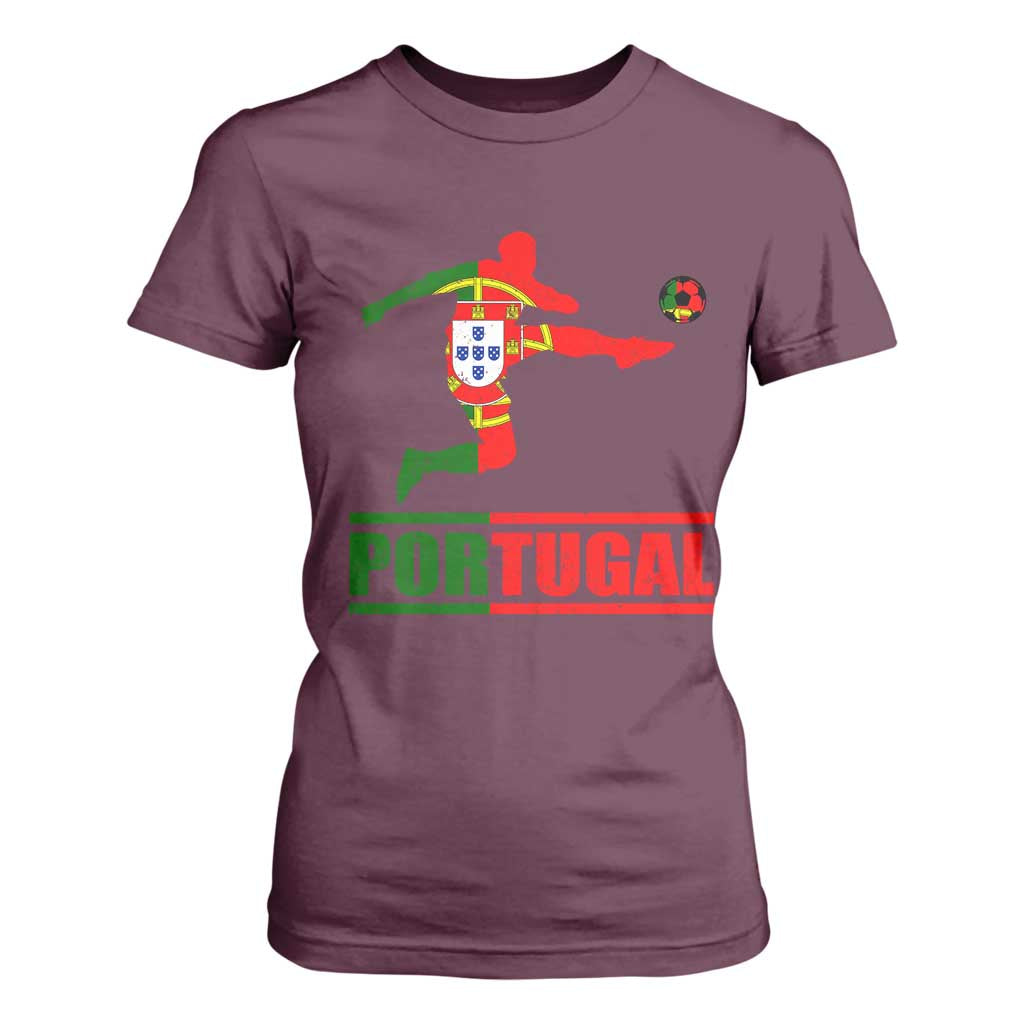 Portugal Soccer T Shirt For Women Portuguese Flag Futebol Football Player TS10 Maroon Print Your Wear