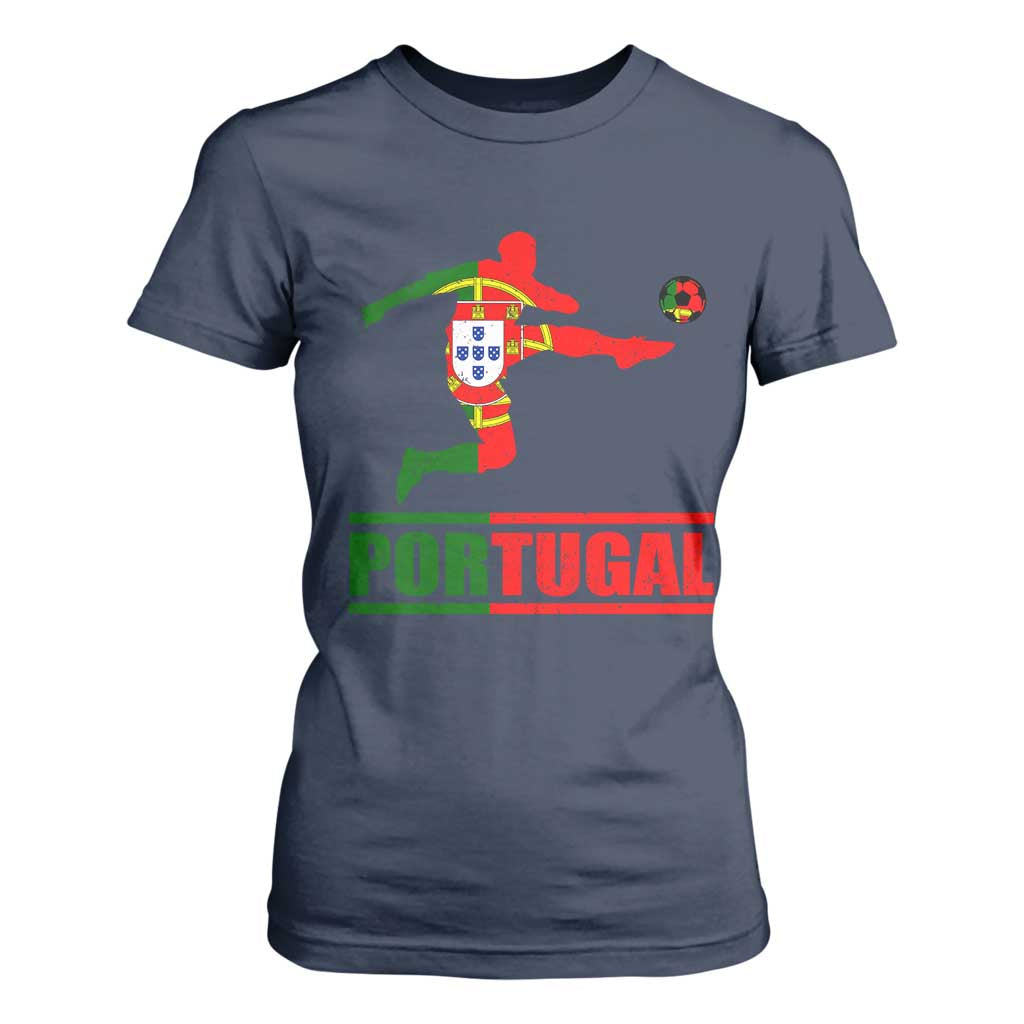 Portugal Soccer T Shirt For Women Portuguese Flag Futebol Football Player TS10 Navy Print Your Wear