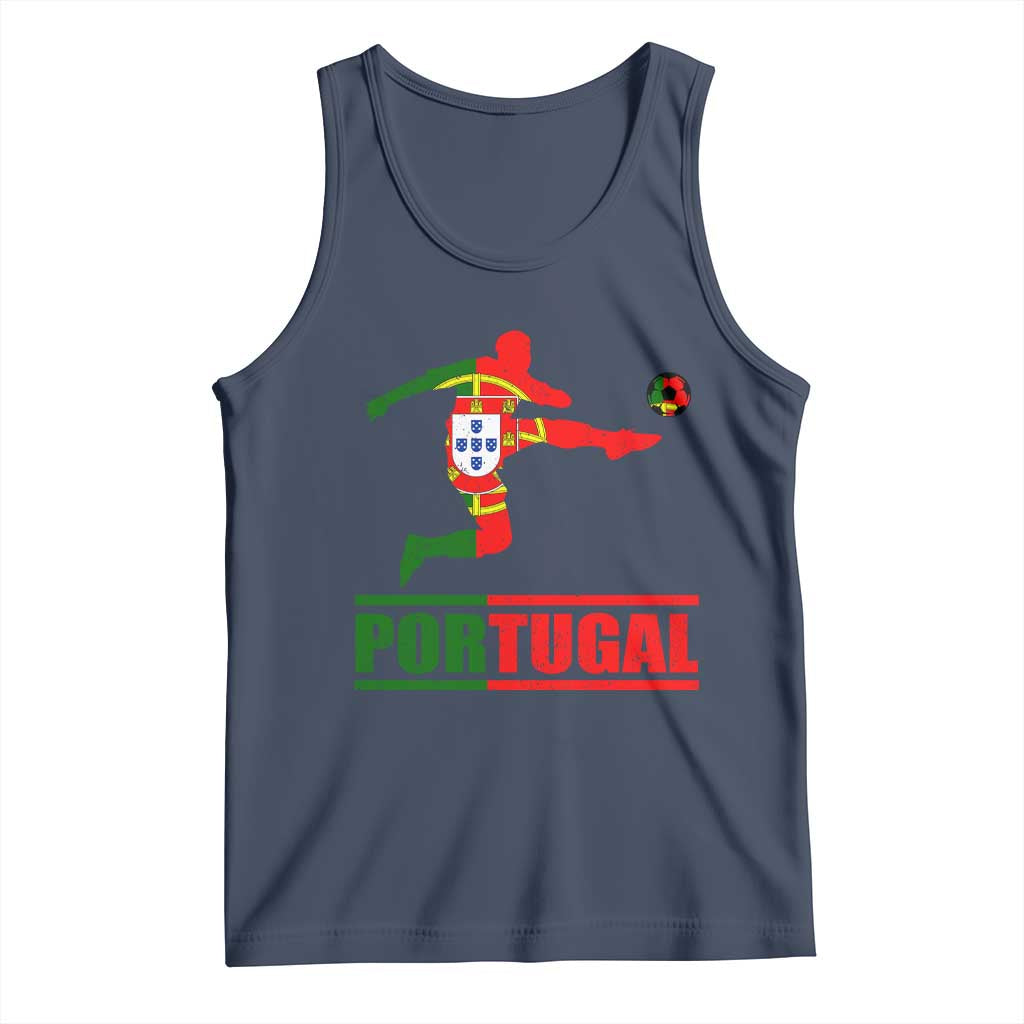 Portugal Soccer Tank Top Portuguese Flag Futebol Football Player TS10 Navy Print Your Wear
