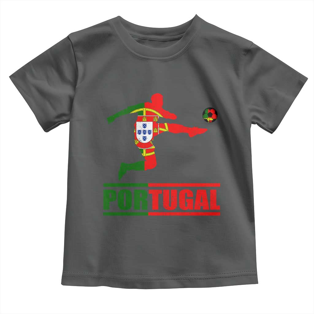 Portugal Soccer Toddler T Shirt Portuguese Flag Futebol Football Player TS10 Dark Heather Print Your Wear